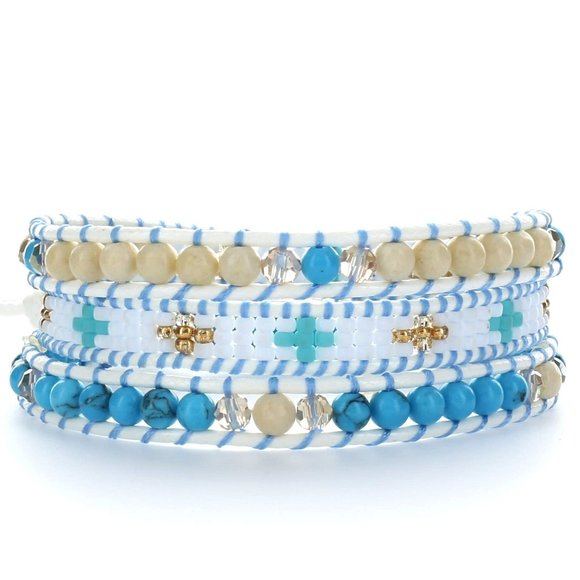 SueSue Jewelry - New Handmade Natural Stones 3 Wraps Bracelet